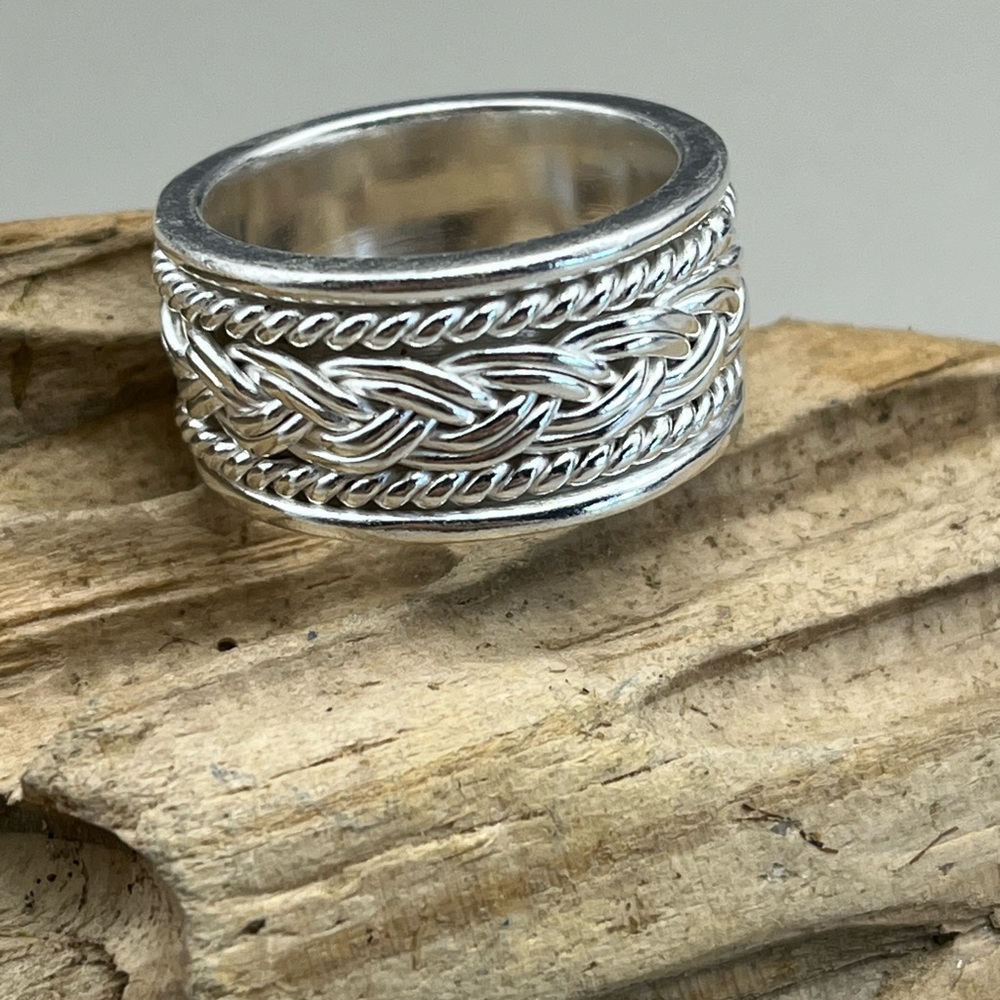 Sterling Silver Braided Band Spinner Ring - Picture 2 of 4